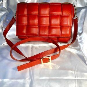Vera Pelle Quilted Rust Leather Crossbody Bag